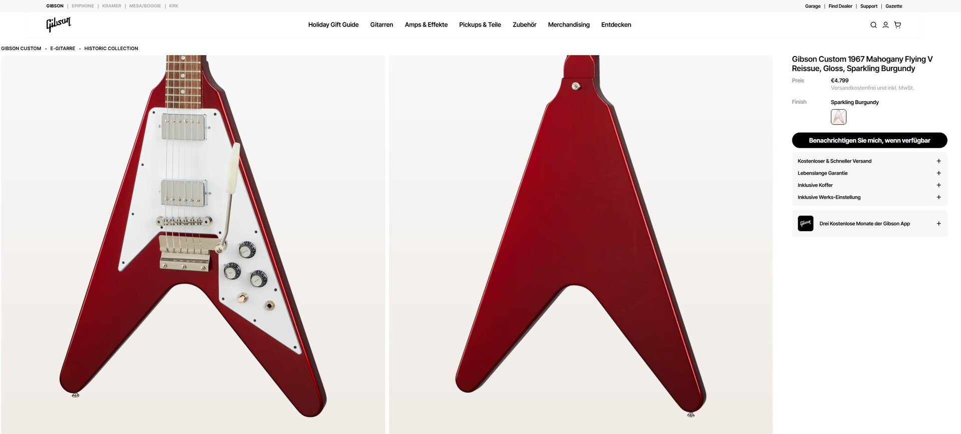 124 Gibson Flying V Custom Shop Sparkling Burgundy Gibson Seite 01.jpg