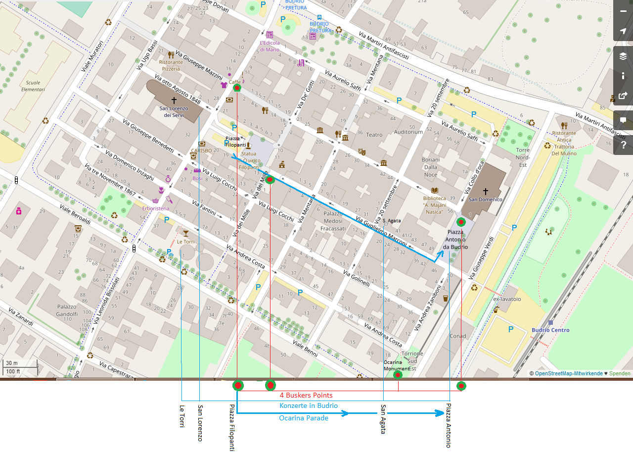 Budrio OSM Karte Konzerte & Busker Points V2.png