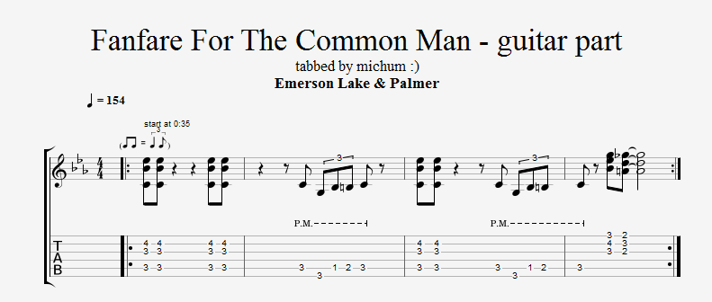 Emerson Lake & Palmer - Fanfare For The Common Man - guitar part.png