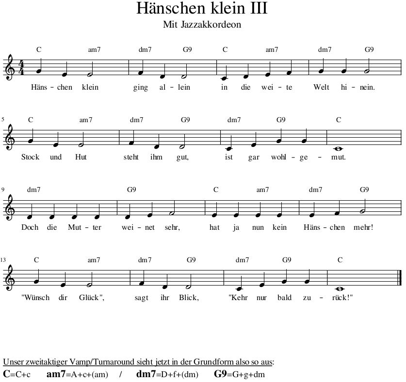 Hänschen klein mit Jazzakkorden.png