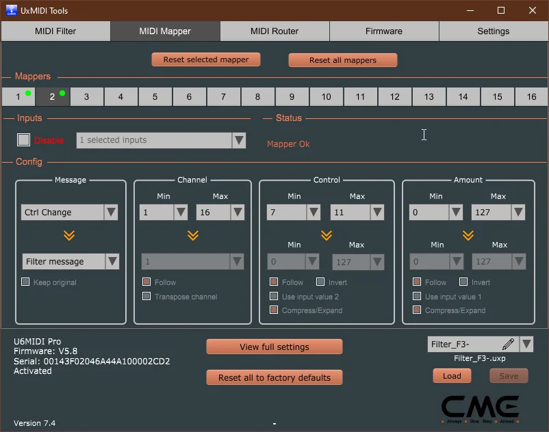 MIDI Mapper 2 CC7-11 Filter.webp