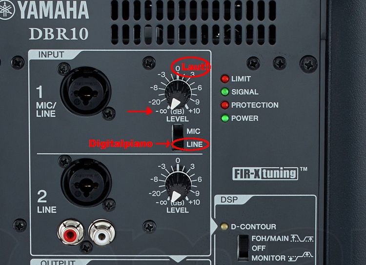 Yamaha DBR 10 Digalpiano o Mixer Anschuss.jpg