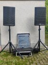 PA Anlage KME Versio LV250 (500W) mit Mischpult Yamaha MG166cx im Case und Stativen