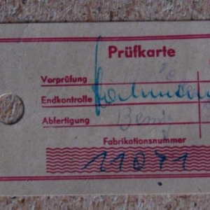 Prüfkarte von 1969