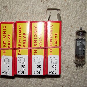 Brimar NOS EL84, Ein Quartett, für meinen Valvetech Hayseed15. Reicht also für zwei Zyklen.