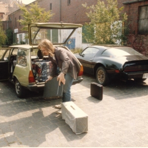 Jogi (Lead Guitar/Dirty Work) Glocksee 1989, getting ready for Gig Hannover DE (& Joe's 1979 TransAm)