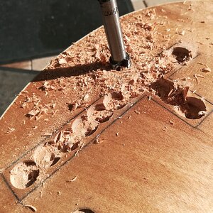 15mm-Forstnerbohrer beim Querbalken