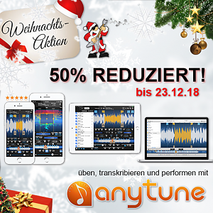 Anytune X-MAS Aktion! Alle Anytune Apps und In-Apps zum halben Preis bis einschließlich 23.12.18!