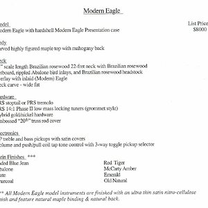 Modern Eagle Specs