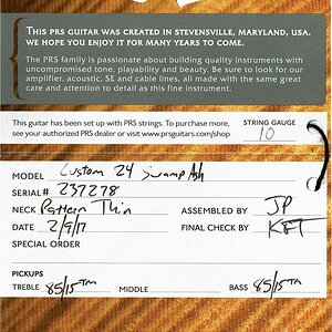 Custom 24 Swamp Ash Hangtag