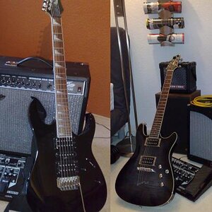 Vorher: Ibanez GRG 170 DX, Fame GX60R, Boss ME70

Nachher: Ibanez SZR 520, Peavey Classic 30 mit Fat-per-Foot-Mod., Boss.

Keyboard ist aus den 90ern von Technics, MicroCube hatte ich von Anfang an.