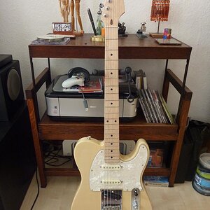 Gepimpte Nashville Telecaster m. Strathals v. Stefan Gassner
2 x Leosound 62 Classic
1 x DiMarzio Cruiser Bridge
1 x Fishman Powerbridge Piezo