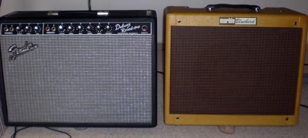 2 mal Deluxe. Nämlich 65 und 57. Mit diesen beiden lässt sich nahezu mein komplettes musikalisches Terrain umsetzen.

Der BF Deluxe Reverb ist ein schönfärberischer Dandy.

Der Marble ist gegen ihn eher ein rauer und ehrlicher Farmerboy :).