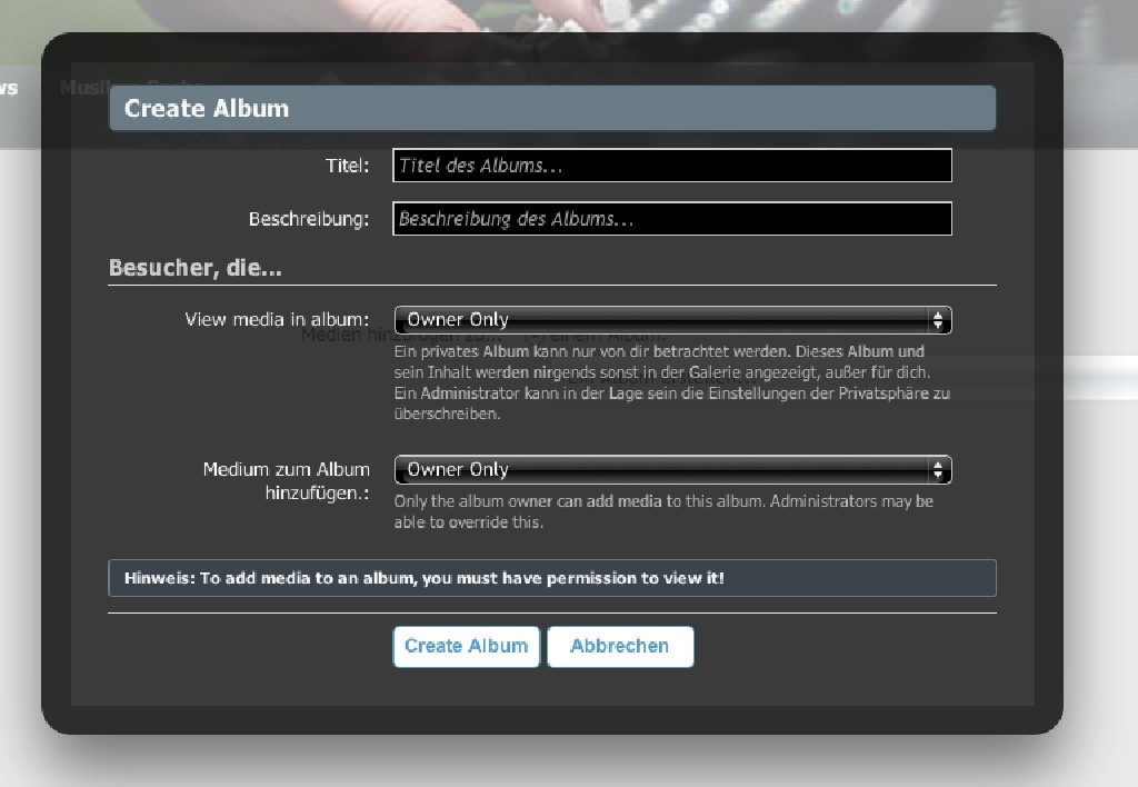 album upload defaults