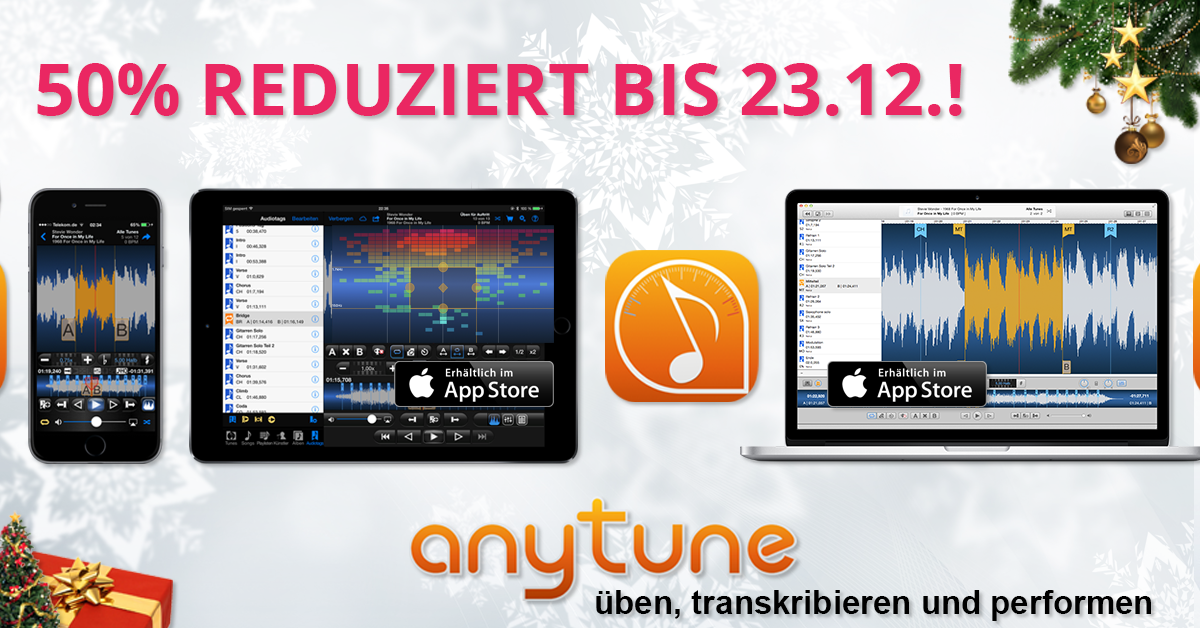 Alle Anytune iOS & Mac Apps zum halben Preis bis einschließlich 23.12.18!