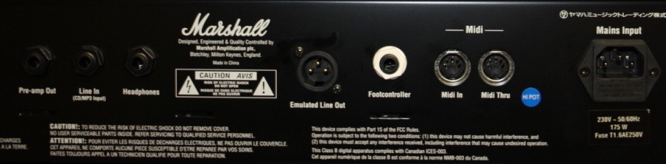 Buchsen des Marshall JMD:1 50 Heads hinten rechts