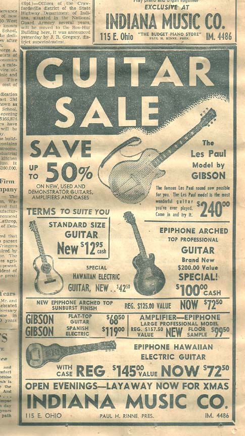 GIBSON ADVERTISMENT   Indiana Music, Ohio (1952)