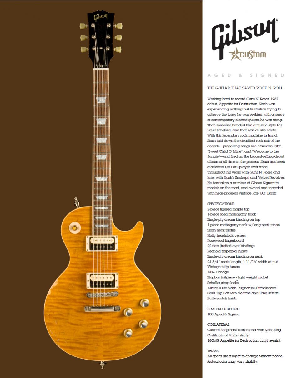 GIBSON - Les Paul Slash Appetite For Destruction Aged & Signed Brochure (2010)