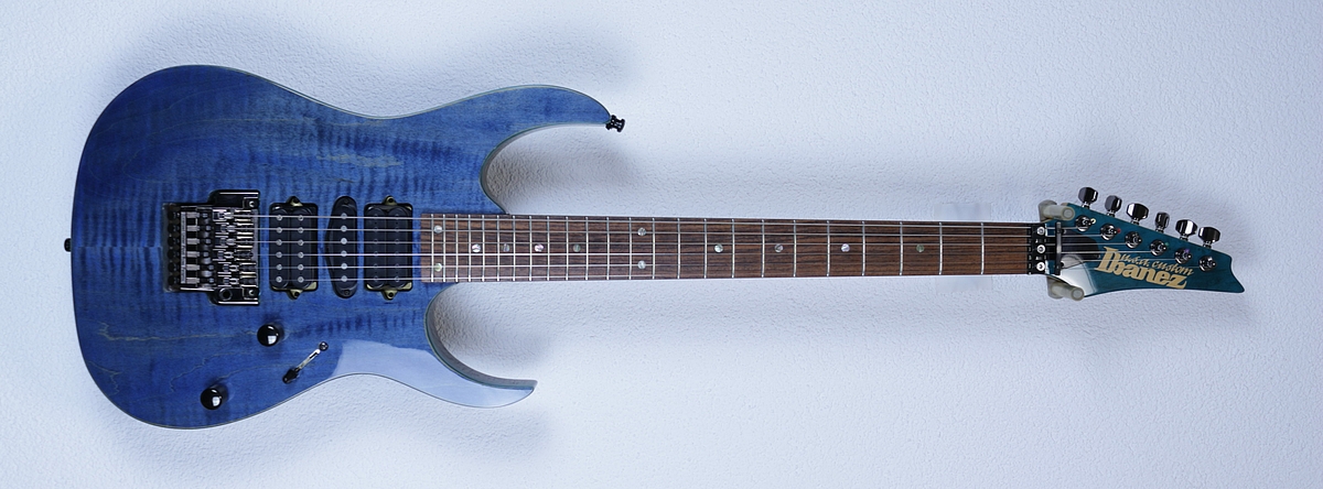 Ibanez USA Custom Exotic Wood UCEWFMTB Transparent Blue (1992) Frank Hartung Refinish