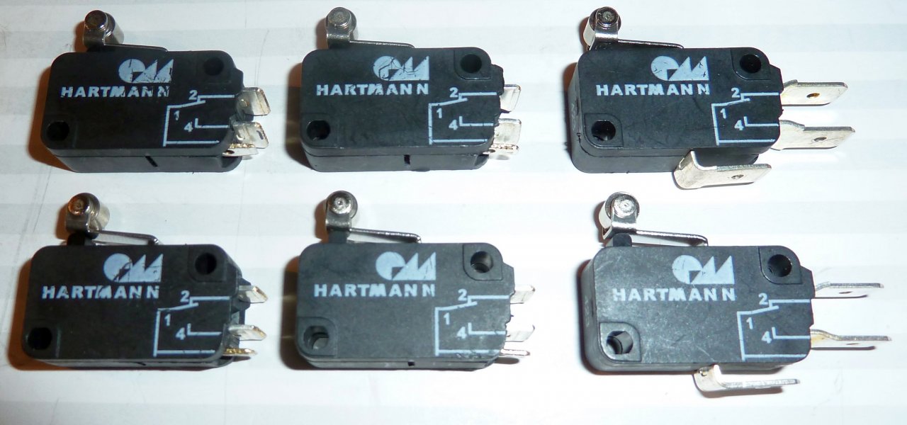 Microschalter Hartmann MAC6C 2 x original, 2 x modifiziert