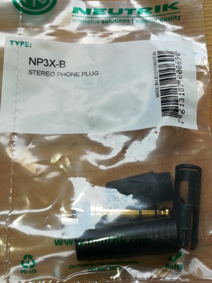 Neutrik NP3X-B vergoldeter 6,3mm-Stereo-Kopfhörer-Klinkenstecker