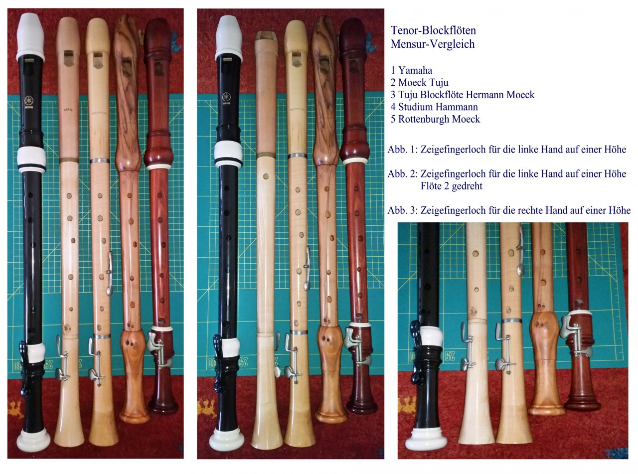 TenorBlockflötenMensurvergleich Yamaha-MoeckTuju-TujuBlockflöte-HammannStudium-MoeckRottenburgh